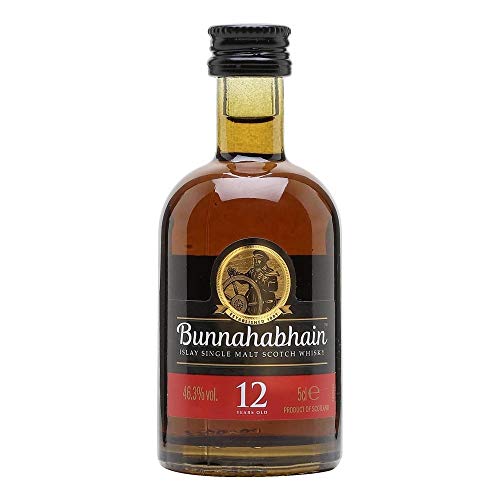 Bunnahabhain 12 Year Old Islay Single Malt Scotch Whisky, 5cl | 46.3% vol |Nutty, Sweet, Unpeated Islay Whisky | Islay Single Malt Whisky