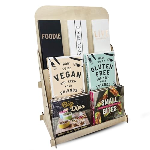 TORCHED DISPLAYS Greeting Card Organizer Display Stand – 3-Tiered Picture Stands for Display – Multipurpose Wooden Stand Ideal for Greeting Cards, Photos, Birthday Cards, Baseball Card Stand