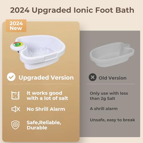 MSFOOT Upgraded Ionic Foot Bath Detox Machine, Foot Spa Bath for Home Use, Foot Cleaner Machine To Remove Toxins with 2 Arrays, 15 Disposable Foot Bath Liners, Detox Sea Salt, Upgraded Durable Basin