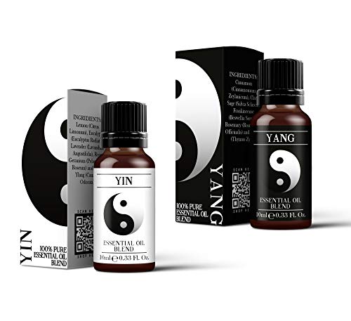 Mystix London, miscela di oli essenziali puri e naturali Yin & Yang, confezione doppia (2 x 10 ml), per diffusori, aromaterapia e miscele di massaggio, perfetto come regalo, vegano, senza OGM
