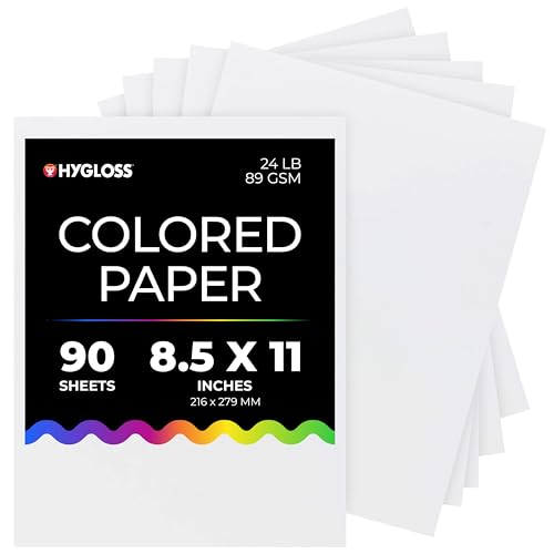 Hygloss White Paper - 24 lb 89 GSM Acid-Free Fade-Resistant 8.5x11-Inch Letter Size Color Copy Paper 90 Sheets