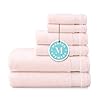 MARTHA STEWART 100 Cotton Bath Towels Set Of 6 Piece 2 Bath Towels 2 Hand Towels 2 Washcloths Quick Dry Towels Soft Absorbent Bathroom Essentials Blush Pink