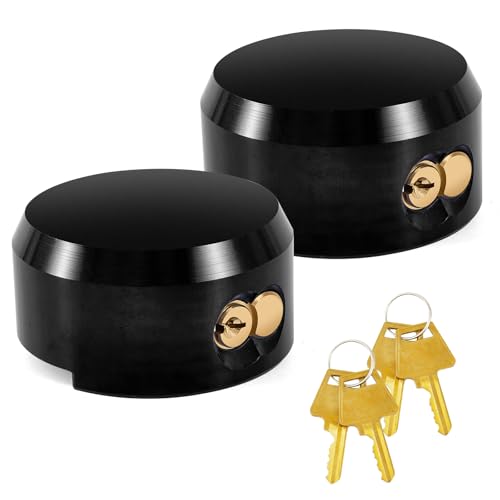 Pomunty 2 Pack Puck Lock for Trailers Keyed Alike, 6061 Solid Aluminum Trailer Door Locks Hockey Puck Locks, Reinforced Hidden Shackle Padlocks for Trailers Trucks Vans Shed Gates w/4 Keys