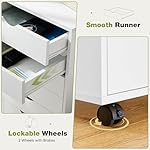 Sweetcrispy 5 Drawer Chest Mobile Storage Cabinets Small Wooden Dresser with Wheels Room Organization Furniture for Office Home, White Wood - Image 4