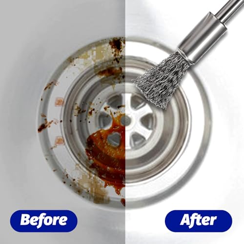 Image of 10 Pieces Extended Stainless Steel Wire Steel Cleaning End Brushes Pen Wire Brush Rust Paint Removal Bits Polishing Rotary Tools (6 mm end Brush)