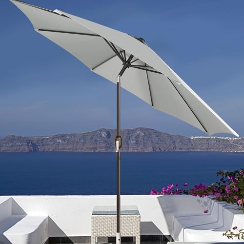 Image of Blissun 9' Outdoor Patio Umbrella, Outdoor Table Umbrella, Yard Umbrella, Market Umbrella with 8 Sturdy Ribs, Push Button Tilt and Crank