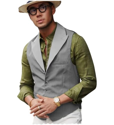 Men's Classic Slim Fit Suit Vests Casual Formal Dress Vest Business Waistcoat