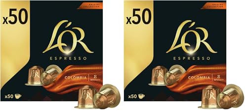 L'OR Espresso Café Cápsulas Colombia | Intensidad 8 | 50 Cápsulas Compatibles Nespresso (Paquete de 2)