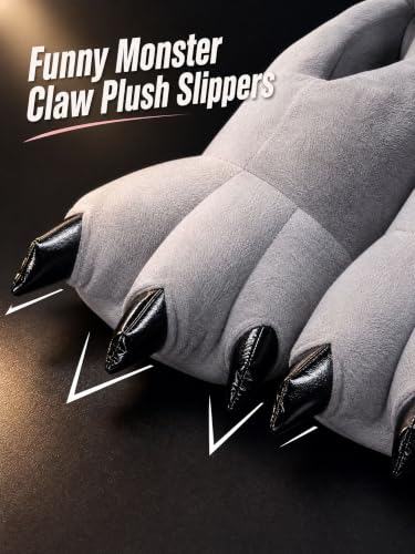 Image of acdiac Unisex Soft Monster Claw Slippers Fun Dino Slippers Animal Paw Shoes For Men Women Boy Girl With Home Halloween Party Cosply Costume Footwear