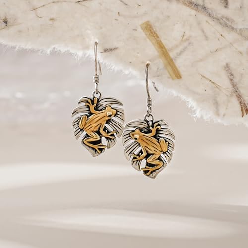 CHIC & ARTSY Frog Earrings 925 Sterling Silver Frog, Gecko Drop Dangle Earrings Lucky Amphibian Fine Jewelry for Women4