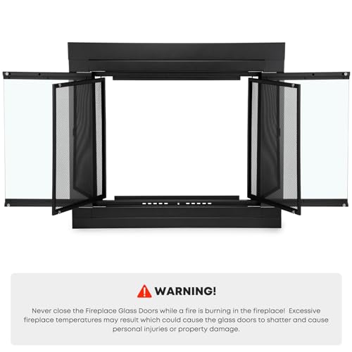 Image of Stanbroil Fireplace Glass Cabinet-Style Door, Black, Medium