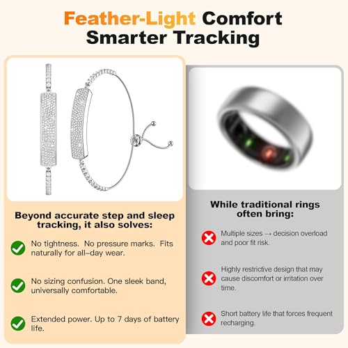 Image of Smart Bracelet, Health Activity Fitness Trackers, 24 /7 Heart Rate, HRV, Blood Oxygen & Stress Monitor, 24H Sleep Tracker, Smart Wristband Free APP0306