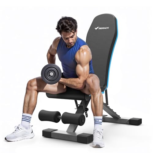 MERACH Hantelbank Klappbar 450kg Tragfähig,Multifunktionale Trainingsbank mit 72 Einstellpositionen,Verstellbar Schrägbank für Ganzkörper-Workout,Fitnessbank für Zuhause MERACH Hantelbank Klappbar 450kg Tragfähig,Multifunktionale Trainingsbank mit 72 Einstellpositionen,Verstellbar Schrägbank für Ganzkörper-Workout,Fitnessbank für Zuhause