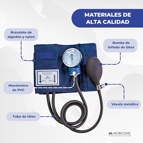 Mobiclinic, Tensiómetro de brazo, Doble salida, Incluye estuche, Medidor tensión aneroide, Medición presión arterial, Marca española, Precisión, Bomba goma, Ligero, Fácil usar, Azul - imagen 7