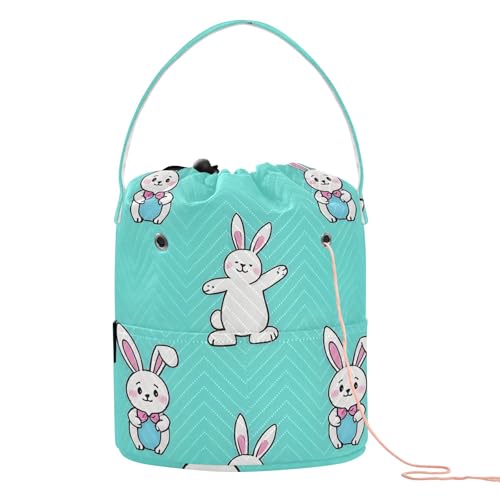 Yarn Storage Bag Small Crochet Bag Knitting Bag Organizer Rabbit Dancing Yarn Bags for Crocheting Basket