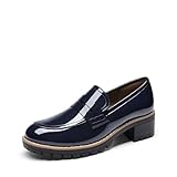 DREAM PAIRS Womens Comfortable Platform Chunky Heel Business Casual Loafers,Size 8.5,Navy,SDLS2319W