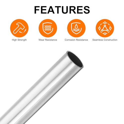 QUARKZMAN 304 Edelstahl Rohr 25mm Außendurchmesser, Runde Nahtlose Edelstahlrohr 1.5mm Wandstärke, Edelstahl Gerade Rundrohr 150mm Länge, Silber Metallrohr für Industrie Heim Gartendeko