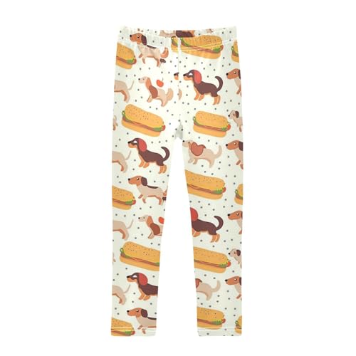 Wusikd Cute Dachshunds Girls' Leggings Toddler Doodles Hotdog Kids Yoga Pants Dance Active Tights 4T