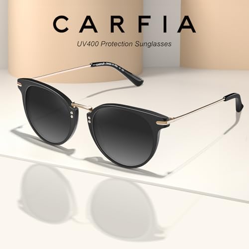 CARFIA Fashion Polarized Sunglasses for Women Hand-crafted Acetate Sunnies CA50123