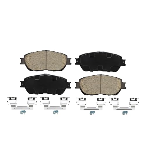 Image of Detroit Axle - Front and Rear Ceramic Brake Pads with Hardware Replacement | for 2004 2005 2006 2007-2010 Toyota Sienna Rear Disc - 6pc Set