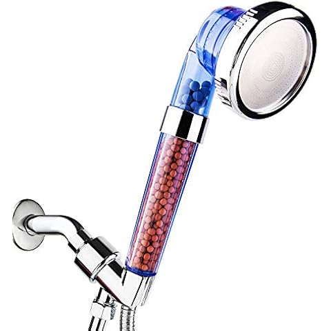 imtfzct Shower Head With Hose Filter and Bracket High Pressure Spray Showerheads with 3 Setting Water Saving Detachable Handheld Shower Head for Dry Hair and Skin Spa(W-Blue) Cover