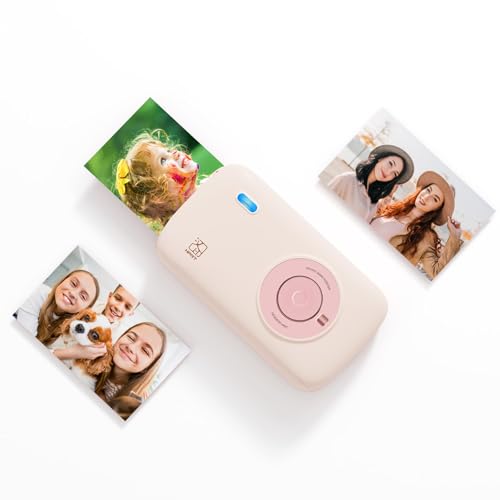Image of HPRT CP2100 Portable Photo Printer for iPhone & Android, 2 * 3 Instant Color Mini Printer, Bluetooth 5.0, Type-C Charging, Dye-Sublimation Tech, Initial 10 Sheets Included (Light Pink)