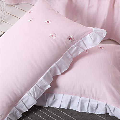 Ropa de cama de algodón egipcio blanco y rosa de lujo con funda nórdica suave tamaño King 5