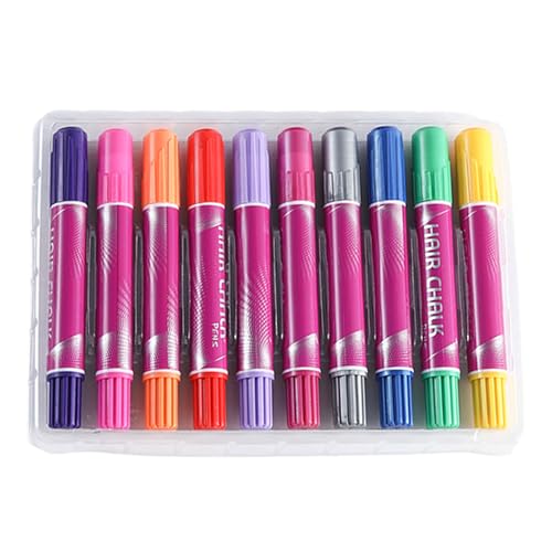 Tiza para el pelo para niñas, 10 colores, colores temporales lavables para el cabello, juego de maquillaje, juguete divertido para niñas, niños, adultos y cosplay