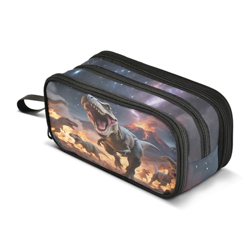 Image of Dinosaurs Roar Pencil Case Box Boys Girls Large Pencil Pouch with Zipper Compartments Big Capacity Stationery Pen Bag Organizer for Kids Teens Adults School