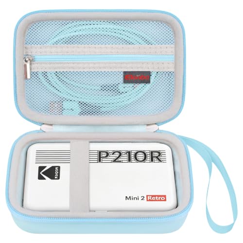 Image of Elonbo Carrying Case for KODAK Mini 2 Retro 2x3 Portable Photo Printer | Bluetooth Smartphone Instant Color Printer Hard Travel Protective Bag, Mesh Pocket fits Cartridge Photo Paper Sheets, Blue