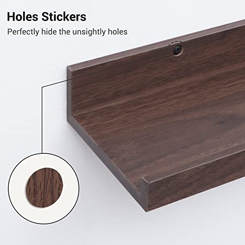 Axeman Floating Shelves 36 Inches Long, Rustic Walnut Wall Mounted Shelves Set Of 3, Picture Shelf With Ledge Photo Ledge Shelves For Nursery Bathroom Kitchen Bedroom Office, Walnut #TOP5