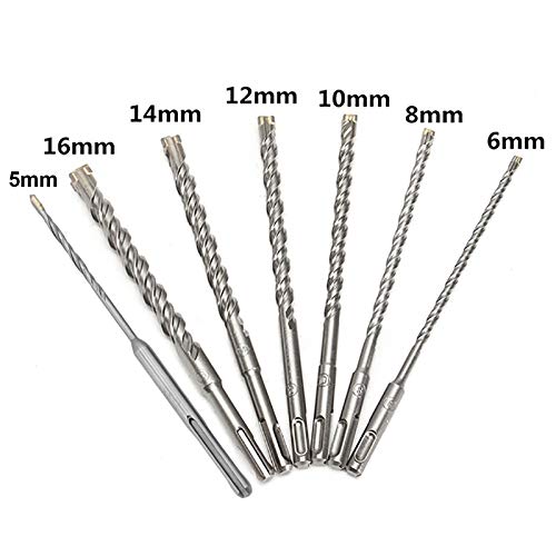 Brocas De Martillo Eléctrico De 160 Mm Tipo Cruzado Aleación De Acero De Tungsteno SDS Plus Para Piedra De Roca De Hormigón De Mampostería,Conjunto (5-16 Mm)