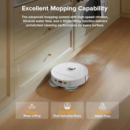 Image of roborock Qrevo Series Robot Vacuum and Mop, 8000Pa, Upgraded from Qrevo S, Anti-Tangle Brush, Smart Obstacle Avoidance, Auto Mop Washing, 200RPM Spinning Mops, White(QV 35A) (Renewed)