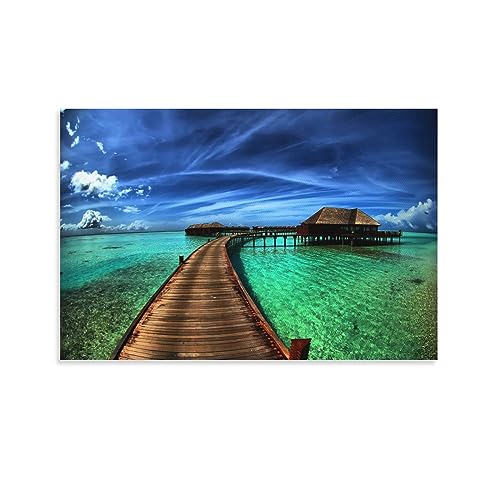Toile abstraite de paysage figure art IOFEER 60x90cm pour décoration murale salon