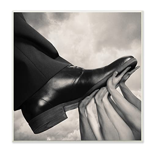 Stupell Industries Hands Holding Dress Shoe Monochrome Photography Clouds, Design by Tommy Ingberg