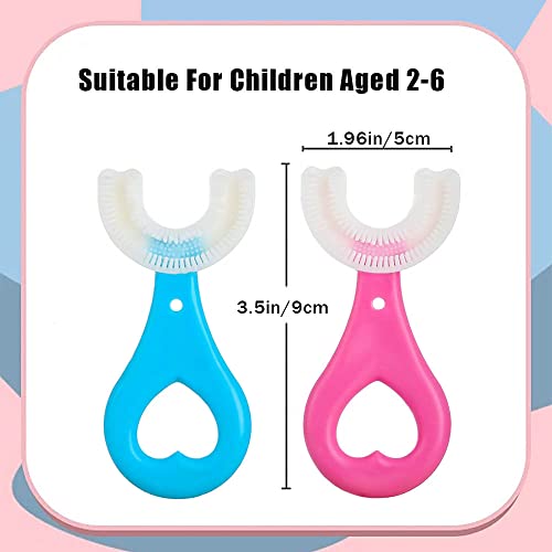 selcouth yyds 2Pcs Kids Manual Toothbrushes,U Shaped Toothbrush 360?All-Round Cleaning Silicone Teeth Brush For Kids 2-6Years(Blue And Pink)