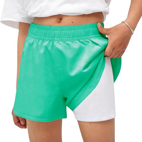 Image of MEILONGER Girls Swim Shorts 2 in 1 Bathing Suits Kids Quick Dry Boardshort Bottoms Swimming Swimwear with Compression Liner