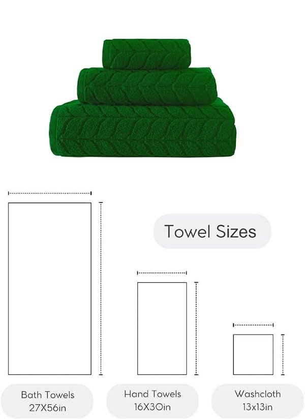 BAGNO MILANO Turkish Bath Towels, Soft Plush Jacquard Luxury Bath Towels, Quick Dry Towel Set (Royal Green, 3 pcs Towel Set) by BAGNO MILANO - Image 2