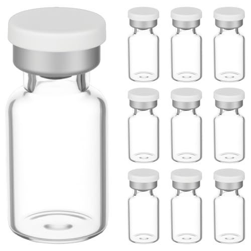 YBEATY 10 Pack 2ml Sealed Sample Vials Empty Transparent Storage Glass Vials with Self Healing Caps Injection Port