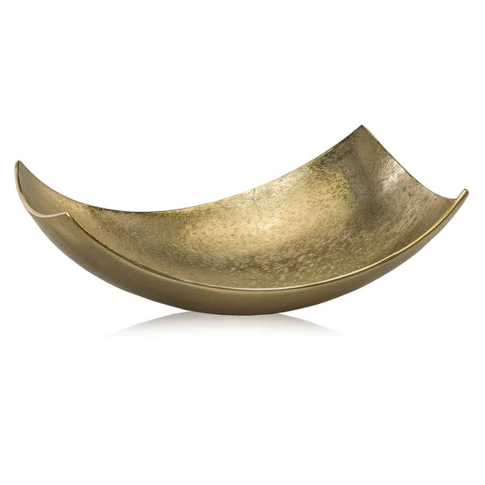 Photo 1 of Cucha Large Aluminum Scoop Dish, Gold Finish, Modern Tabletop Décor for Kitchen, Home or Office – Use as Nut Tray, Key Holder, Change Dish, or Coffee Table Centerpiece, 17.25" x 9.75" x 5.5