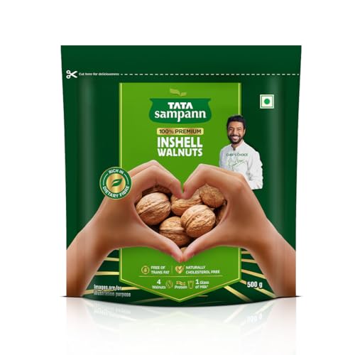 Tata Sampann Inshell Walnuts/Akhrot, Rich in Protein, Dietary Fibre & Magnesium, Source of Phosphorus, Naturally Cholesterol Free, Nutritious Snack, 500g