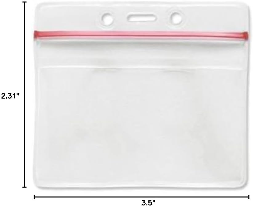Credit Card Size Horizontal Resealable Clear Vinyl Badge Holder, Box of 100