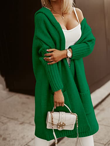 Image of Aoysky Womens Long Cardigans Cable Knitted Open Front Oversized Hooded Outerwear Sweater Coat