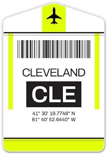Squiddy Cleveland Hopkins Airport Code CLE Travel Luggage Tag - Vinyl Sticker Decal for Phone, Laptop, Water Bottle (3" high)