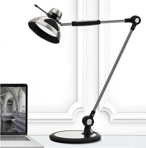 OTUS LED Desk Lamp with Gesture Control | Tall Architect Desk lamp for Home Office, Study, Reading | Table Light with Metal Swing Arm, Adjustable Dimmable Brightness, 3 Lighting Color Modes