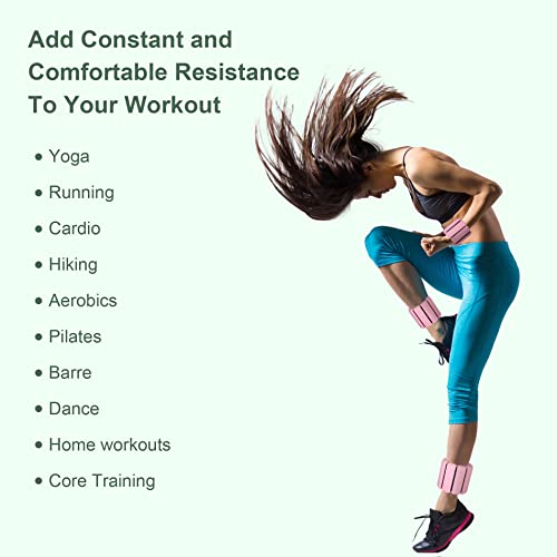 Rhswets Wearable Ankle Weights 1 Pair 1lb for Women Men, Strength Training Arm Wrist Weights Set for Yoga, Dance, Aerobics, Running, Walking (1 lb/each, Pink)