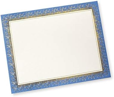Gartner Studios Blue and Gold Foil Certificate Paper, 80lb 8.5” x 11”, 15 Count, Blue With Gold Foil (36001-S)