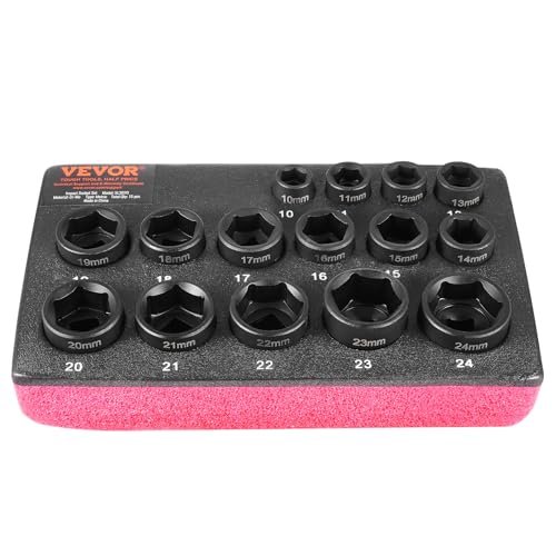 Douilles à Chocs en Acier Cr-Mo VEVOR | Coffret de Douilles Courtes 3/8 Pouce Haute Résistance