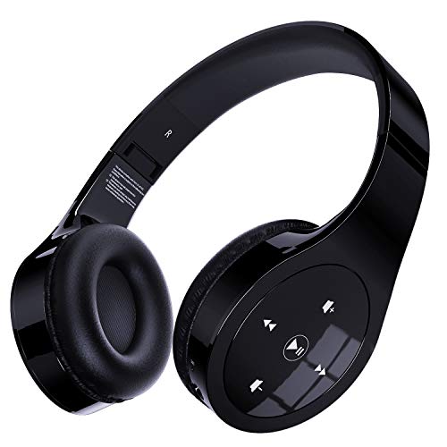 Memzuoix Bluetooth Headphones, Unique Wireless Headset Over-Ear with Gesture Touch Control, Hi-Fi Sound and Soft Earpads, Built-in Mic, Wired/Wireless Headphones for Home Office Online Class