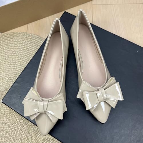 Image of TN TANGNEST Flats Shoes Women Comfort Casual Loafers | Classic Pointed Toe Bowknot Flats Cute Slip On Flats, Wear to Work Travel Walk